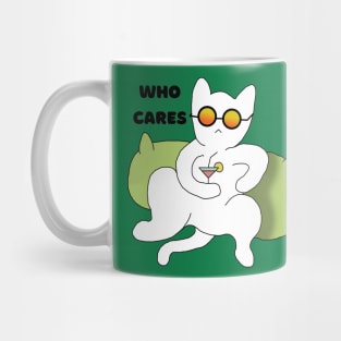 Who cares cat says Mug